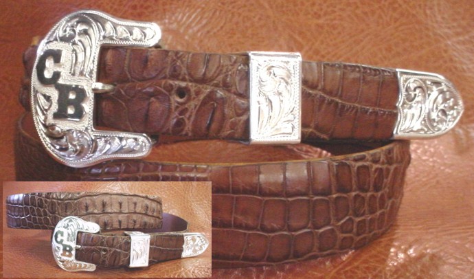 Brown Hornback Crocodile with Standard End Bar Buckle 