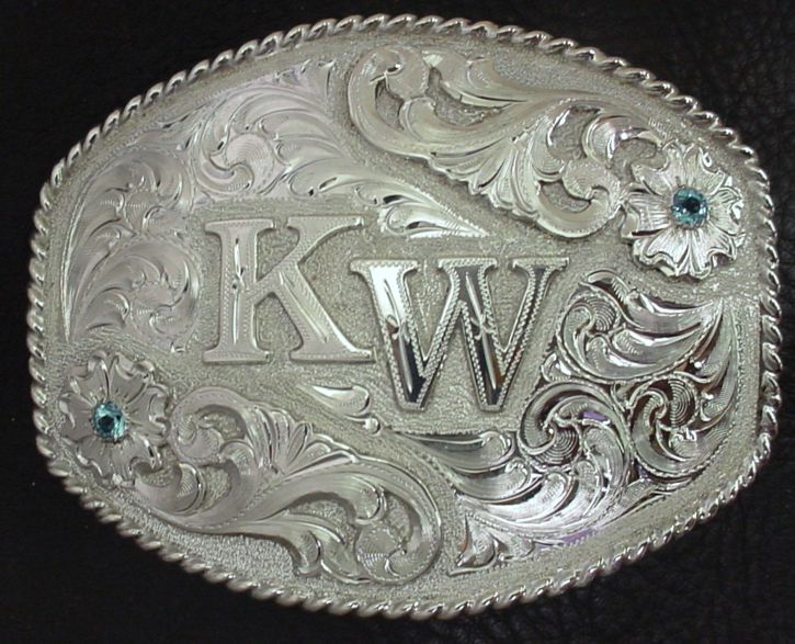 KW and Blue Florals Buckle