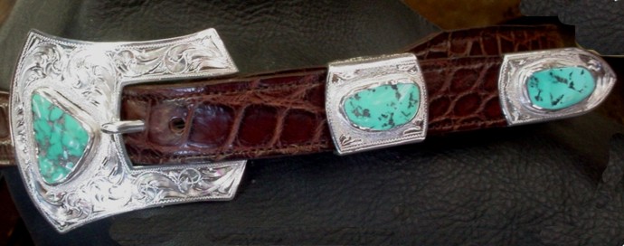 1 inch 3 Piece Turquoise Ranger Buckle Set