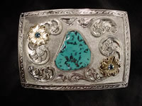 Gold & Silver Turquoise Belt Buckle