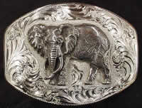 Custom Motifs 'End of The Trail' & 'African Elephant' Belt Buckles