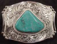 Silver and Turquoise Belt Buckle